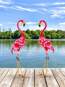 2-Piece Flamingo Garden Statue Set