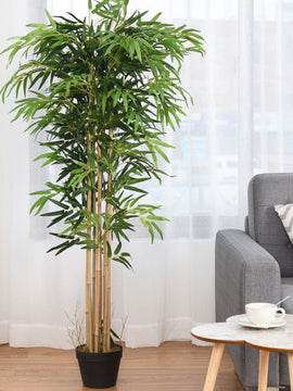 5-Feet Artificial Bamboo Silk Tree Indoor-Outdoor Decorative Planter