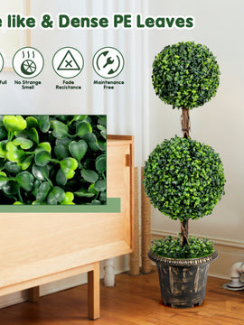 Artificial Double Ball Tree Indoor and Outdoor with UV Protection in 36 Inches