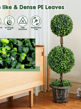 36 Inch Artificial Double Ball Tree Indoor and Outdoor UV Protection