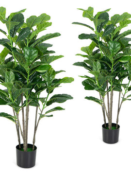 Artificial Fiddle Leaf Fig Tree for Indoor and Outdoor at 51 Inch High in 2-Packs
