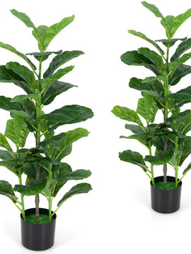 Artificial Fiddle Leaf Fig Tree for both Indoor and Outdoor with 2-Packs