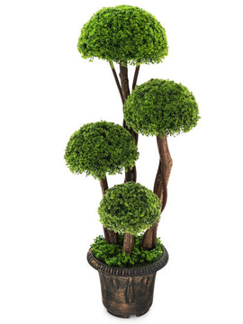 Artificial Cedar Topiary Tree 3 Feet Decorative with Rattan Trunk