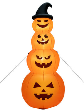 Inflatable Halloween Pumpkins Stack 8 Feet With Built-In LED Lights