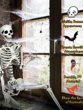 5.4 Feet Halloween Skeleton Life Size Realistic Full Body Hanging