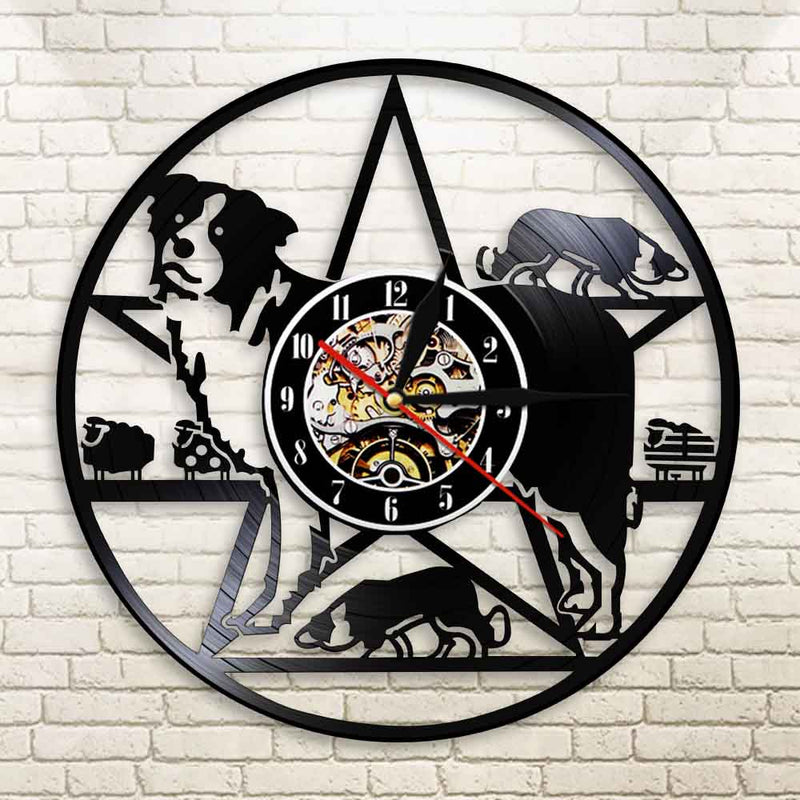 Border Collie Training Club Herding Dog Breed Vinyl Record Wall Clock Gift for Dog Lovers Living Room Wall Decor