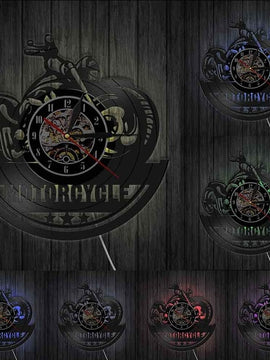 Classic American Motorbike Vintage Vinyl Record Wall Clock As Wall Art Decor Gift For Motorcycle Lovers Bikers