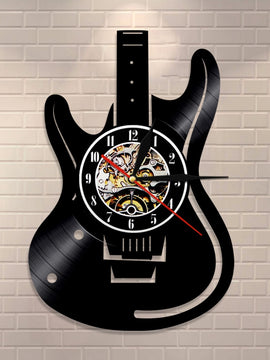 Vinyl Record Guitar Vintage Wall Clock For Rock n Roll Music Lover Studio Wall Art Decor Or Gift To Guitarist