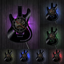 Vinyl Record Guitar Vintage Wall Clock For Rock n Roll Music Lover Studio Wall Art Decor Or Gift To Guitarist