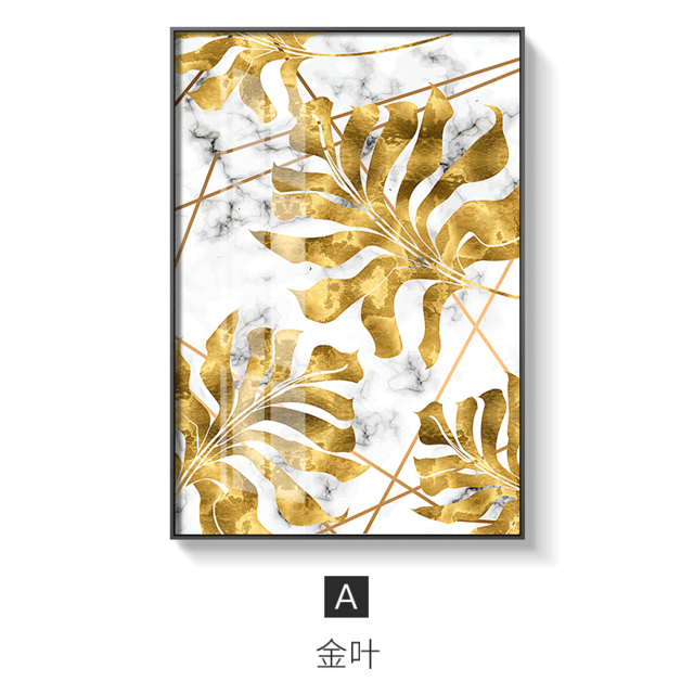 Nordic Plants Golden Leaf Wall Art Canvas Painting For Living Room Bedroom Dinning Room As Modern Decor