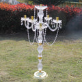 5-arms Metal Candelabras With Crystal Pendants Wedding Candle Holder As A Centerpiece Party Decor
