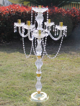 5-arms Metal Candelabras With Crystal Pendants Wedding Candle Holder As A Centerpiece Party Decor