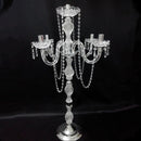 5-arms Metal Candelabras With Crystal Pendants Wedding Candle Holder As A Centerpiece Party Decor
