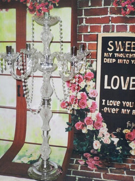 5-arms Metal Candelabras With Crystal Pendants Wedding Candle Holder As A Centerpiece Party Decor