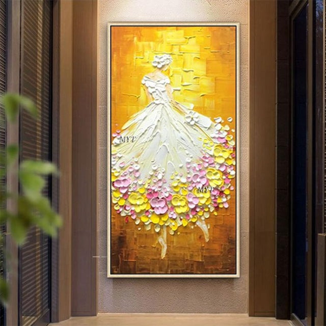 Wedding Gift Home Decoration Hand Painted Dance Girl Knife Oil Painting On Canvas Modern Large Size Abstract Art Home Decor