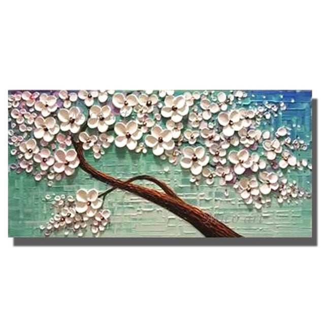 Hand Painted Knife Flower Oil Painting on Canvas Wall Art for Living Room & Home Decoration
