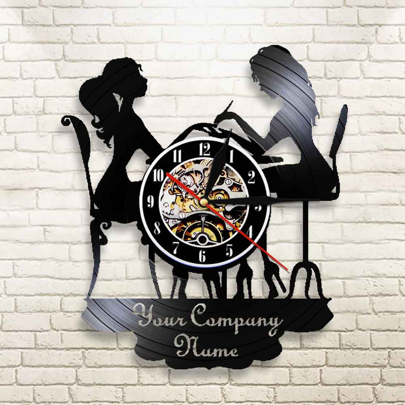 Personalized Vinyl Nail Spa Wall Clock For Custom Salon Business Wall Sign Or A Wall Decor