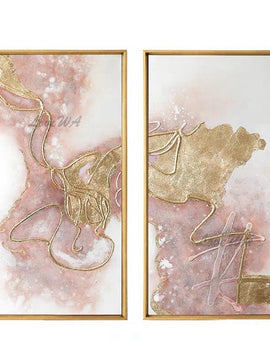 Large Size Group 2 Pcs Hand Painted Abstract Oil Painting On Canvas Wall Art For Living Room