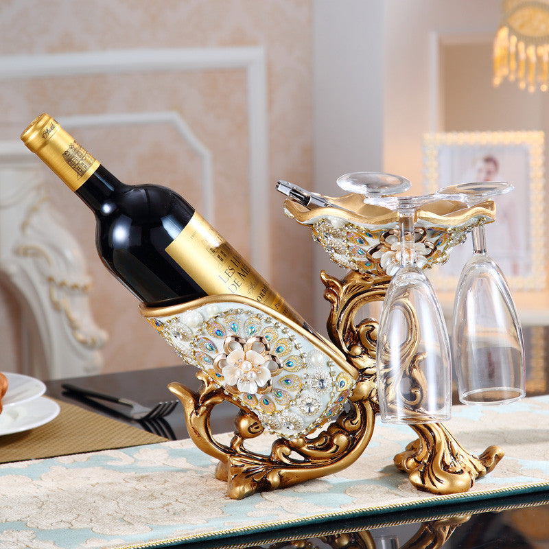 Resin And Glass Wine Holder In European Style For Wine Cabinet Decorations