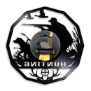 Deer Hunter Hunting Gift Wall Clock Retro Vinyl Record Wall Clock Animals Trophy Award Men Rifle Aiming Decorative Clock Watch