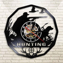 Deer Hunter Hunting Gift Wall Clock Retro Vinyl Record Wall Clock Animals Trophy Award Men Rifle Aiming Decorative Clock Watch