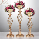Creative hollow gold/ silver metal candle holder wedding table centrepiece flower vase rack home and hotel road lead decoration