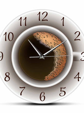 Silent Wall Clock Like A Cup of Coffee With Foam Decorative For Kitchen Or Wall Sign For A Cafe