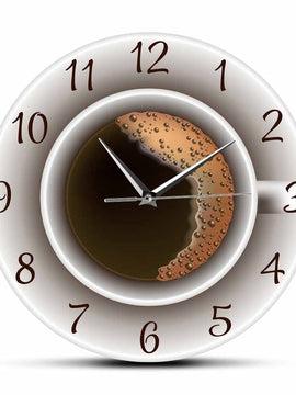 Silent Wall Clock Like A Cup of Coffee With Foam Decorative For Kitchen Or Wall Sign For A Cafe