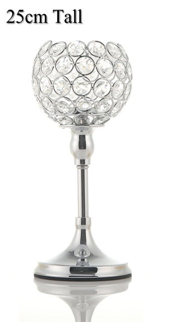 Silver-plated Crystal Candlestick Stand for Dining and Coffee Table