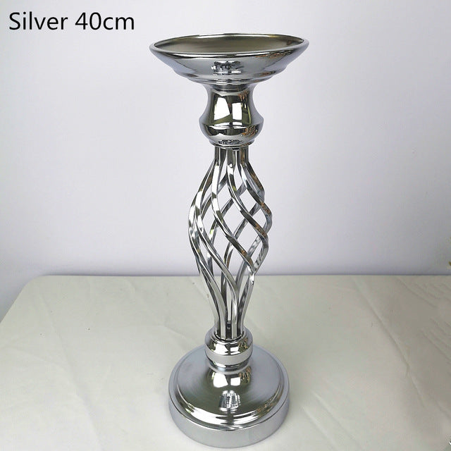 Creative hollow gold/ silver metal candle holder wedding table centrepiece flower vase rack home and hotel road lead decoration