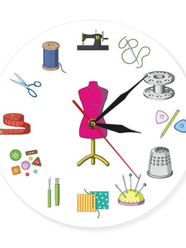 Modern Wall Clock Of Seamstress Tailor Shop Quilting and Sew Personalize Name