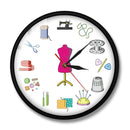 Modern Wall Clock Of Seamstress Tailor Shop Quilting and Sew Personalize Name