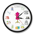 Modern Wall Clock Of Seamstress Tailor Shop Quilting and Sew Personalize Name