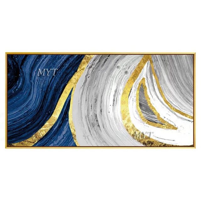 Hand Drawn Abstract Art Large Posters And Prints In  Golden Tone For Home Decoration