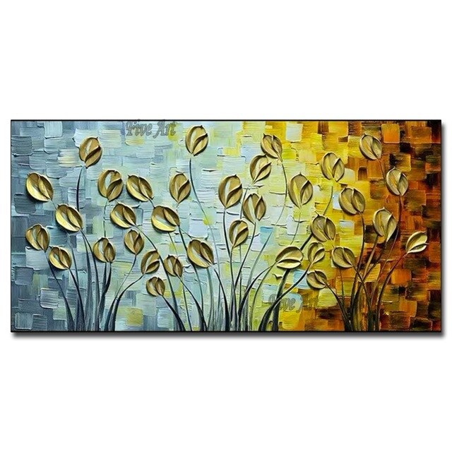 Several Colors Handpainted Oil Painting On Canvas Knife Flower Wall Art For Home Decoration