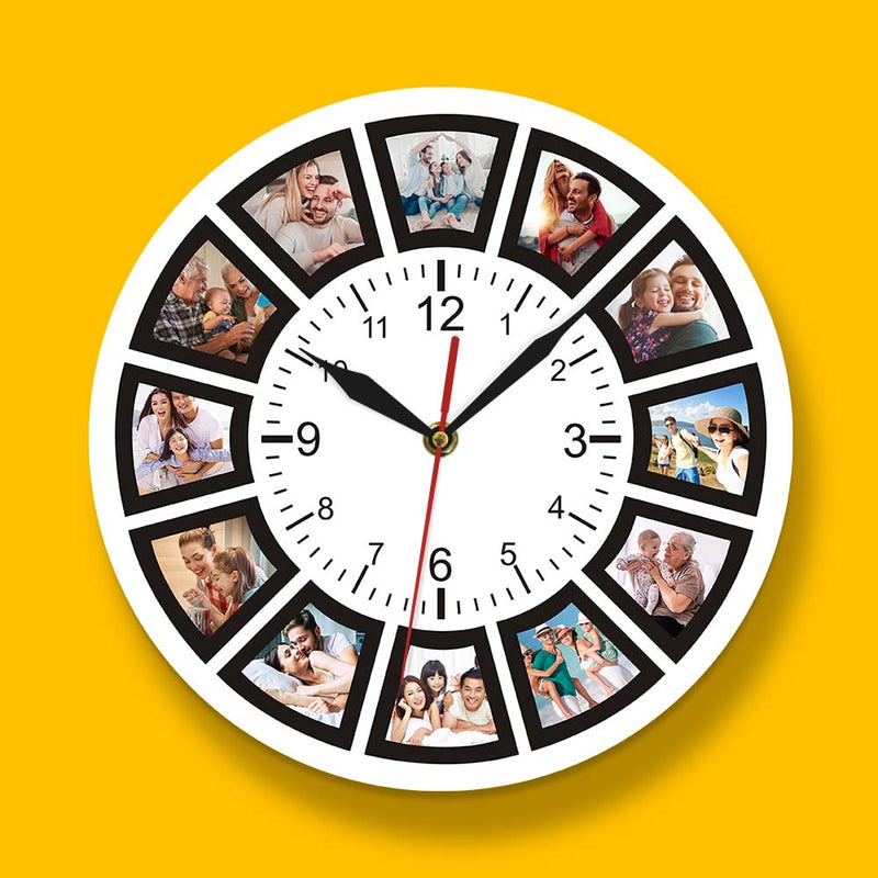 Create Your Own Wall Clock With 12 Custom Photos For A Unique Souvenir, Gift For A Friend And Family, Or MayBe Just A Personalized Home Wall