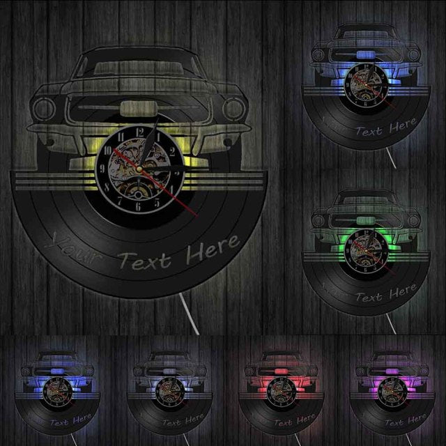 Auto Service Wall Art Garage Wall Clock Custom Your Name Number On The Clock Your Personalised Wall Clock Made Of Vinyl Record