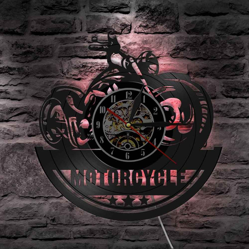 Classic American Motorbike Vintage Vinyl Record Wall Clock As Wall Art Decor Gift For Motorcycle Lovers Bikers