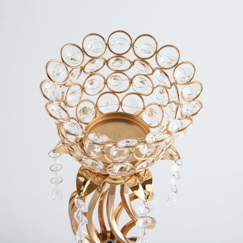 Gold Crystal Candle Holder Wedding Candelabra Table Centerpieces Decorative Romantic Home Candlestick Portavelas
