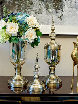 Antique European Glass Vase With A Hint Of Gold Metal As Desktop Decorative For Home Decor