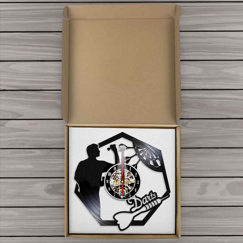 Man Cave Dart Board Vinyl Record Modern Wall Clock Wall Art for Room Decoration Bar Darts Game Night Club Lounges