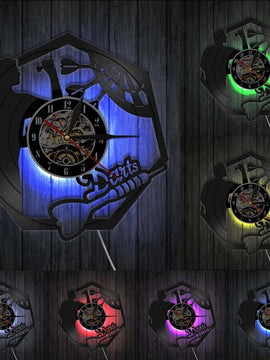 Man Cave Dart Board Vinyl Record Modern Wall Clock Wall Art for Room Decoration Bar Darts Game Night Club Lounges