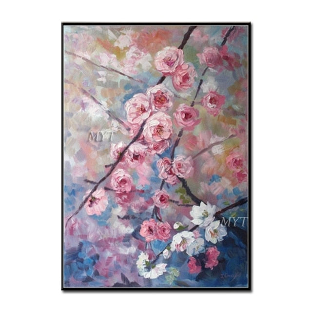 High Quality Frameless Hand-Painted Oil Colorful Flower Painting For Home Decor