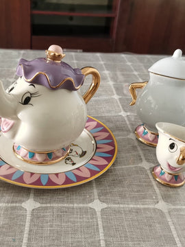 Limited Cartoon Beauty And The Beast Bone China Mug Tea Set Mrs Potts And Chips Teapot Coffee Cup Set