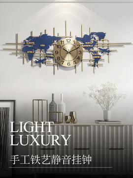 3D Creative Metal World Map Wall Digital Clock Luxury Modern Design Living Room Decoration Wall Clocks Home Decore my melody