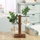 Terrarium Hydroponic Plant Vases Transparent Glass Vintage Flower Pot with Wooden Frame for Home Décor of Bonsai Plants