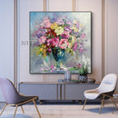 Unframed Modern Abstract Hand Painted With Knife Oil Painting Of Flowers Home Decoration
