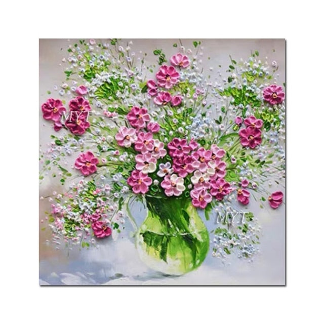 Unframed Modern Abstract Hand Painted With Knife Oil Painting Of Flowers Home Decoration