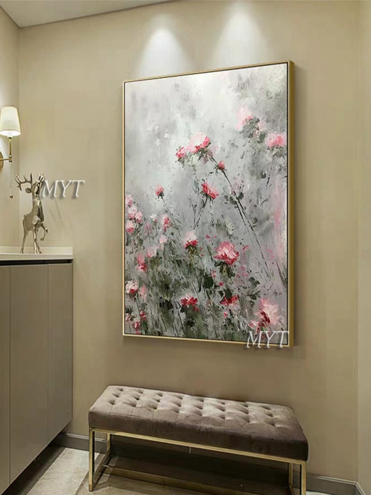 Pure Handmade Palette Knife Flower Canvas Oil Painting Wall Art Canvas Pictures Artwork For Home Decoration Wall Pictures