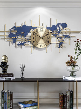 3D Creative Metal World Map Wall Digital Clock Luxury Modern Design Living Room Decoration Wall Clocks Home Decore my melody